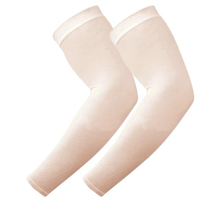 TZ Promise Women Men Sun UV Protection Arm Sleeves, Cooling Compression Arm Cover for Sports - color: Beige