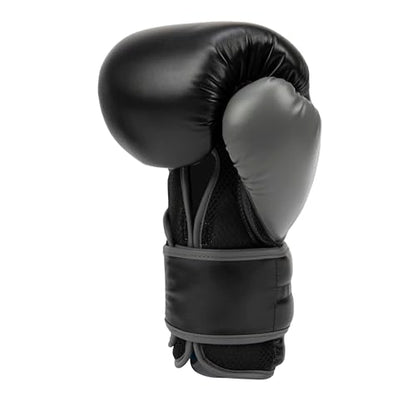 Everlast Powerlock 2 Hook & Loop Boxing Gloves | Fight Training Gloves | Hook and Loop with Durable Hand & Wrist Support | Heavy Bag & Fitness Training - color: Black / Gray, size: 14 oz