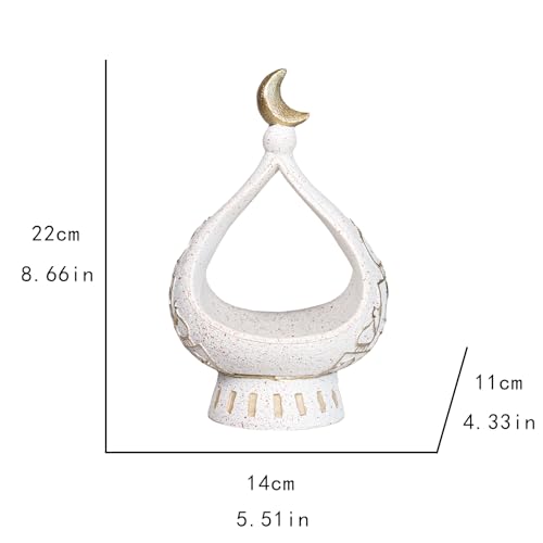 Decorative White Ceramic Moon Tealight Holder with Gold Accent, 8.66 x 5.51 inches - size: 5.51*5.51*8.66in