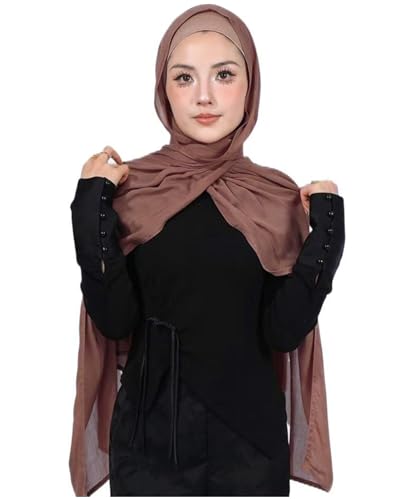 Modal Cotton Hijab Scarf for Women with Undercap Set - color: Tan