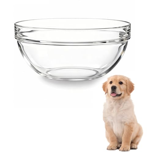 Replacement Glass Bowl for Feoyoho 5.5in Feeder Stand – 34 oz / 4.2 Cups (Replacement Only), Dishwasher & Microwave Safe - size: For 5.5ʺ Tall Stand (Medium, 34 oz)