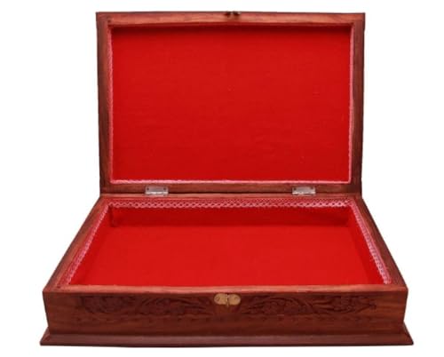Traditional Handcrafted Wooden Rehal Complete Carving Design Box | Rosewood Holy Book Stand Box for Gita Ved Guru Granth Sahib, Quran, Ramayan, and Bible (Brown)