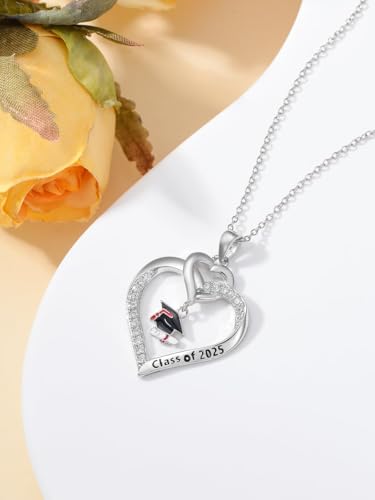 Graduation Gifts for Women 925 Sterling Silver Compass/Graduation/Vet/Cross/Stethoscope Necklace for Women - color: Graduation-2025-1