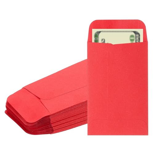 PATIKIL Money Envelope, 50 Pack 3.5" x 2.2" Cash Envelopes Money Holder Bags Budgeting Saving Challenge Letter for Gift Coins Checks Tickets Jewelry Passport Card, Red - color: Red, size: 3.5" x 2.2"