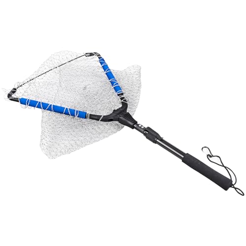 RESTCLOUD Fishing Landing Net with Telescoping Pole Handle, Fishing net Freshwater for Kids Men Women, Extend to 40-63 Inches - style: N: Aluminum Handle With Deep Net and Large Mesh, 35.4" Full