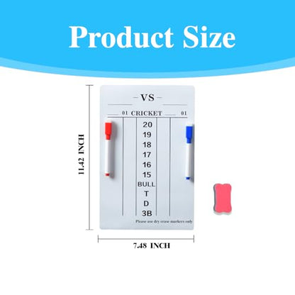 Soft & Rollable Dart Scoreboard with Dry Erase Markers and Eraser - Easy to Install and Clean - Waterproof Surface for Cricket and '01 Games - size: Small