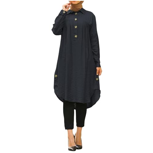 Prayer Clothes for Muslim Women One-Piece Long Sleeve Islamic Prayer Dress O Neck Lightweight Maxi Dress Dress - color: Blue, size: XX-Large