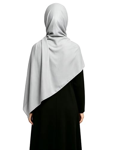 Lina & Lily Non-see-through Premium Jersey Maxi Hijab Head Scarf Wrap for Muslim Women - color: Light Gray