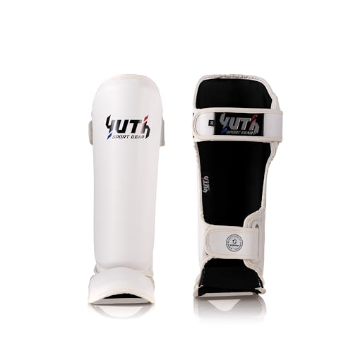 Signature Shin Guards | Premium Muay Thai Shin Guards | Lightweight & Durable Shinguards Muay Thai | Padded, Adjustable Muay Thai Leg Guards for Kickboxing, MMA Sparring, Training - color: White, size: Small