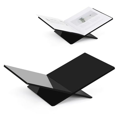 PUERSI Acrylic Book Stands for Display, 15.8 x 9.5 x 4.3 in Open Bookstand - color: Black