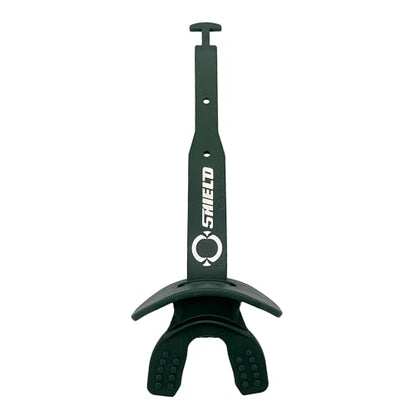 O Shield Striker Football Lip Guard with Permanent Strap | Football Lip Guard with Permanent Strap — Front Teeth, Lip, and Full Bite-Surface Coverage, No-Boil Ready Fit - color: Dark Green