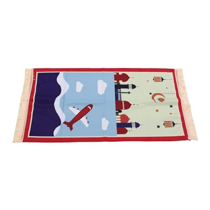 Rengue Kids Prayer Mat Childrens Prayer Rug Islamic Rug for Kids Cotton Traditional Design with Tassels for Home Solitude and Focus