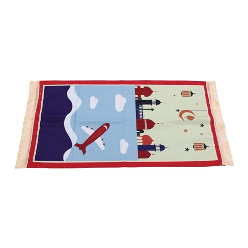 Rengue Kids Prayer Mat Childrens Prayer Rug Islamic Rug for Kids Cotton Traditional Design with Tassels for Home Solitude and Focus
