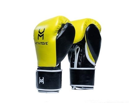 HIT N MOVE Süvari Horsehair Boxing Gloves Hook and Loop, Lace-Up Boxing Gloves Men, Boxing Equipment, MMA Gloves Men, UFC Gloves Horsehair and 100% Cow Leather - size: 14 Oz, style: Hook and Loop Yellow/Black