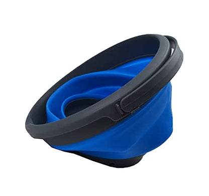SAMMART 5.5L (1.4 Gallon) Collapsible Plastic Bucket - Foldable Round Tub - Portable Fishing Water Pail - Space Saving Outdoor Waterpot. (Grey/Blue, 1) - color: Grey/Blue