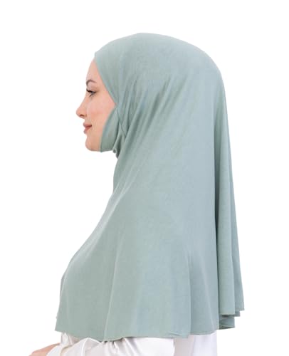 Prien Easy To Wear Hijab For Women, Muslim Instant Turban With Niqab, Islamic Clothes, Soft Scarf For Prayer, Abaya, Khimar - color: Light Green