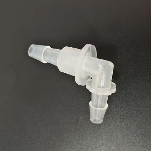 1/4'' L-Type Bulkhead Plastic Hose Barb Fittings 1/4G Male Threaded for Aquarium Fuel Gas Liquid Air PP Pack of 25 (Bulkhead Fitting and Nut)