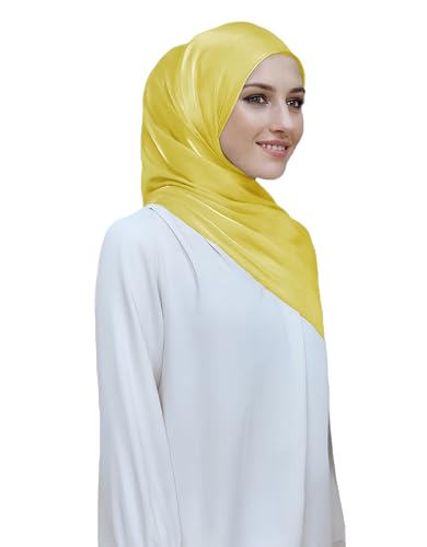 Lina & Lily Sheen Shimmer Women's Crepe Scarf Shawl Wrap Head Hijab Lightweight - color: Lemon Yellow