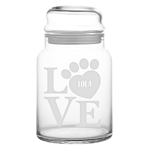 Let's Make Memories Personalized Pet Treat Jars - For Dog and Cat Owners, Pet Parents - Love - color: Love Pawprint