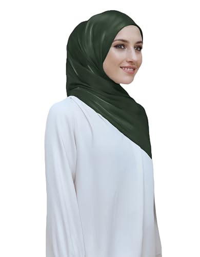 Lina & Lily Sheen Shimmer Women's Crepe Scarf Shawl Wrap Head Hijab Lightweight - color: Jungle Green