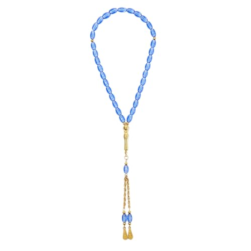 Islamic Prayer Beads Round Stone 6mm 33 Beads Tasbih Misbaha Tasbeeh Muslim Rosary - color: Blue