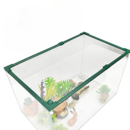 Magnetic Fish Tank Lid Green Frame Grey Fiberglass Mesh, DIY Fish Tank Cover Adjustable Size Fit Tank Size Max 35''X19'' for Preventing Fish from Jumping Out and Reptile Escaping - color: Green Frame Grey Fiberglass Net
