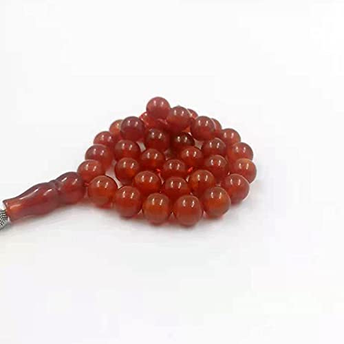 Tasbih Natural Red agates Stone Gemstones misbaha Muslim Adha eid Gift Islamic Accessories 33 Beads Bracelet Rosary Bead on Hand (10mmx66beads, red Agate) - size: 10mmx66beads