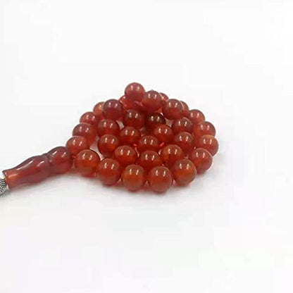 Tasbih Natural Red agates Stone Gemstones misbaha Muslim Adha eid Gift Islamic Accessories 33 Beads Bracelet Rosary Bead on Hand (10mmx99beads, red Agate) - size: 10mmx99beads