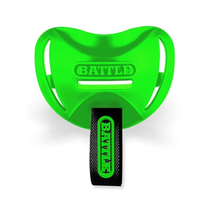 Battle Sports Speedtab F7 Football Mouthguard, Neon Green | No-boil design ready to use out of the package, Braces compatible, Pull tab finger strap for quick removal, Secure fit - color: Neon Green