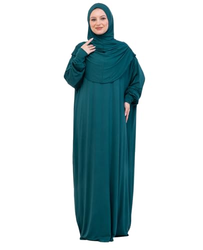 Prien Prayer Dress For Women, Cotton Muslim Abaya, Soft Hijab, Elegant Turkish Islamic Wear For Eid, Ramadan, Umrah, Hajj - color: Emerald