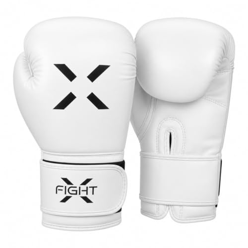 Professional Boxing Gloves Men Women – Pro Training Sparring Gloves, Heavy Bag, MMA Kickboxing Muay Thai Gloves – Hook & Loop with Wrist Support - color: White/Black, size: 8oz