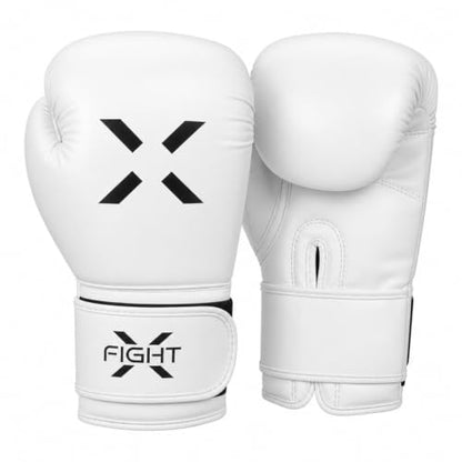 Professional Boxing Gloves Men Women – Pro Training Sparring Gloves, Heavy Bag, MMA Kickboxing Muay Thai Gloves – Hook & Loop with Wrist Support - color: White/Black, size: 8oz