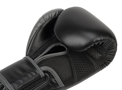 Everlast Powerlock 2 Hook & Loop Boxing Gloves | Fight Training Gloves | Hook and Loop with Durable Hand & Wrist Support | Heavy Bag & Fitness Training - color: Black / Gray, size: 16 oz