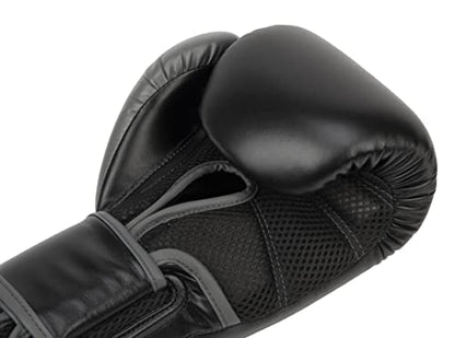 Everlast Powerlock 2 Hook & Loop Boxing Gloves | Fight Training Gloves | Hook and Loop with Durable Hand & Wrist Support | Heavy Bag & Fitness Training - color: Black / Gray, size: 16 oz