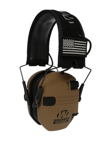 Walker's Razor Slim Electronic Muff - color: Patriot - Battle Brown, size: One Size (4-Pack)