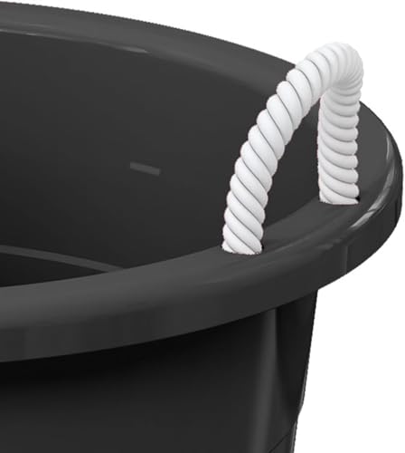 17-Gallon Plastic Storage Bucket with Rope Handle, Multi-Purpose Bucket (Black)