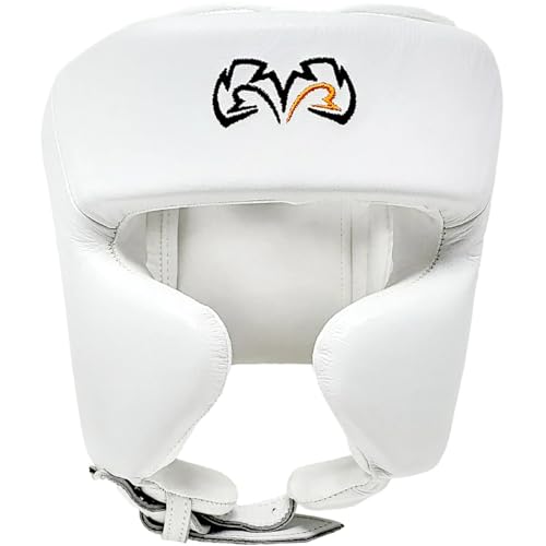 RIVAL Boxing RHG2 Hybrid Headgear - Ultra-Thin, Super-Sleek Design, Compact Training Style with Cheek Guards - color: White, size: X-Large