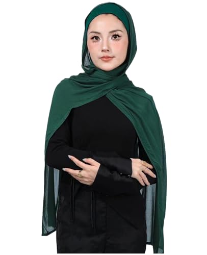Modal Cotton Hijab Scarf for Women with Undercap Set - color: Deep Green