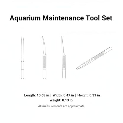 Aquarium Maintenance Tool Set - 430 Stainless Steel Long Reach Scissors, Tweezers & Sand Shovel for Fish Tanks