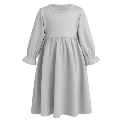 ODIZLI Toddler Baby Girls Hijab Dresses 2pcs Muslim Abaya Dresses for Girls Middle East Modest Outfits - color: Gray Solid, size: 2-3 Years
