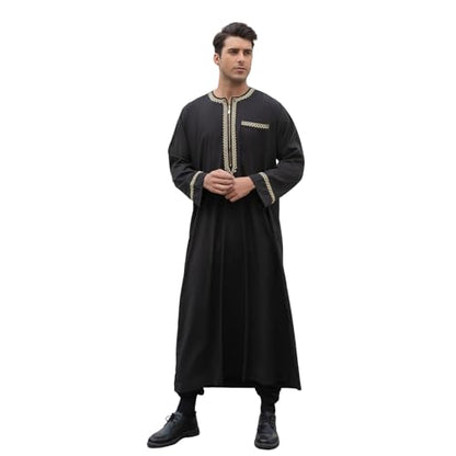 zhxinashu Thobe for Men Long Sleeve Kaftan Formal Robe Muslim Men Clothing - size: XX-Large