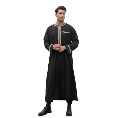 zhxinashu Thobe for Men Long Sleeve Kaftan Formal Robe Muslim Men Clothing - size: Medium