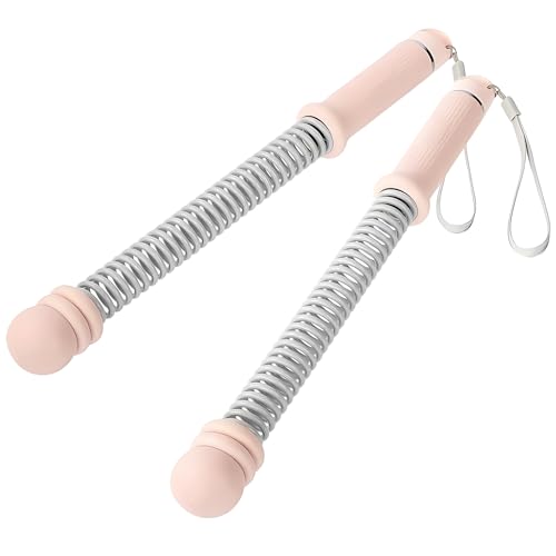 Cordless Battle Rope with Adjustable Resistance Springs, Ropeless Weighted Workout Stick for Strength Training and Cardio Fitness, Home Gym Exercise Equipment - color: Pink