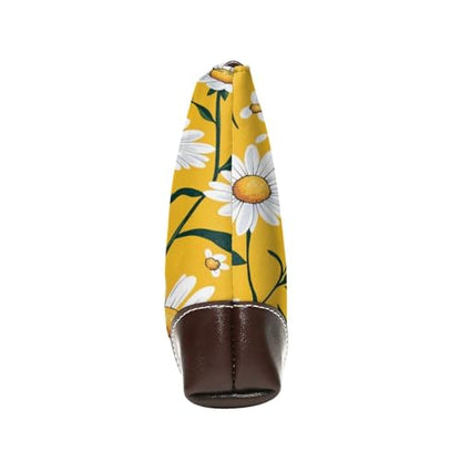 Leather Clutch Purse for Women, Large Capacity Wristlet Wallet with Removable Strap, Zip Handbag - color: Daisies on Yellow Background