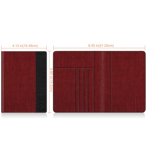 FINTIE Passport Holder, Slim Travel Wallet RFID Blocking Card Case Cover - color: Denim Burgundy