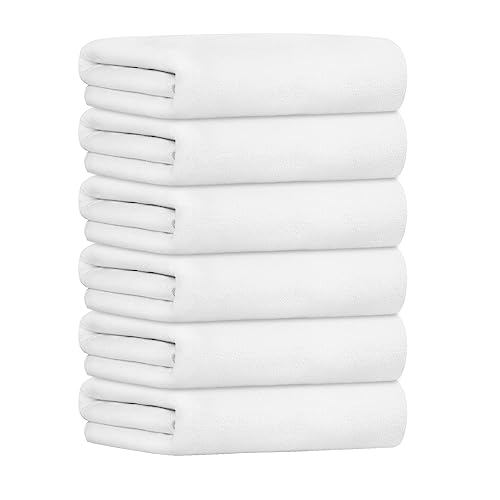 JML Microfiber Bath Towels Set, 6 Pack (30" x 60") | Hanging Loop, Soft, Extra Absorbent, Quick Dry as Spa, Sauna, Salon Hair Wrap - color: Microfiber White, size: 6 Pack (30 in x 60 in)