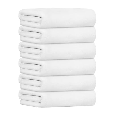 JML Microfiber Bath Towels Set, 6 Pack (30" x 60") | Hanging Loop, Soft, Extra Absorbent, Quick Dry as Spa, Sauna, Salon Hair Wrap - color: Microfiber White, size: 6 Pack (30 in x 60 in)