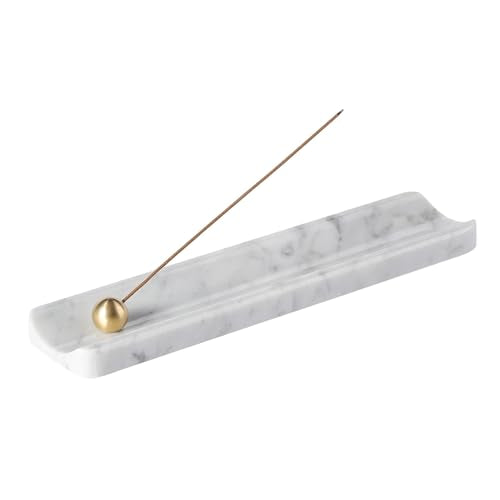 Koville Italian Carrara Natural Marble Incense Holder, Incense Holders for Sticks, Incense Burner Holder, Ideal for Meditation and Relaxing, Easy to Clean(Bianco Carrara) - color: White Marble-bianco Carrara