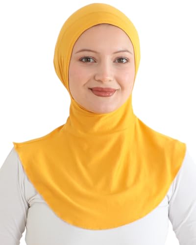Prien Sport Hijab For Women, Muslim Head Scarf, Flexible Turban Girls, Chic Islamic Wear For Gym, Neck Collar Bonnet Viscose - color: Deep Yellow