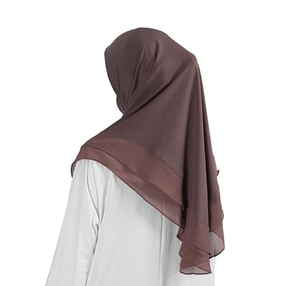 Hijab for Women Muslim Patterned Headscarf Arabian Headscarf Islamic Khimar Prayer Cloth Hijab Scarf for Women - color: Brown